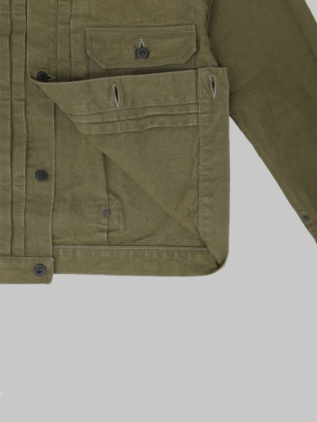ONI Denim 01507L HOXOLB 13oz Jacket Olive Brown interior