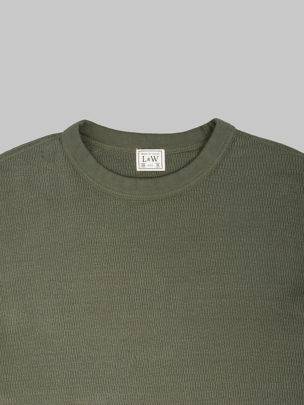 Loop & Weft Supima Long Honeycomb Knit Crewneck Thermal Army Olive - Redcast Heritage Co.