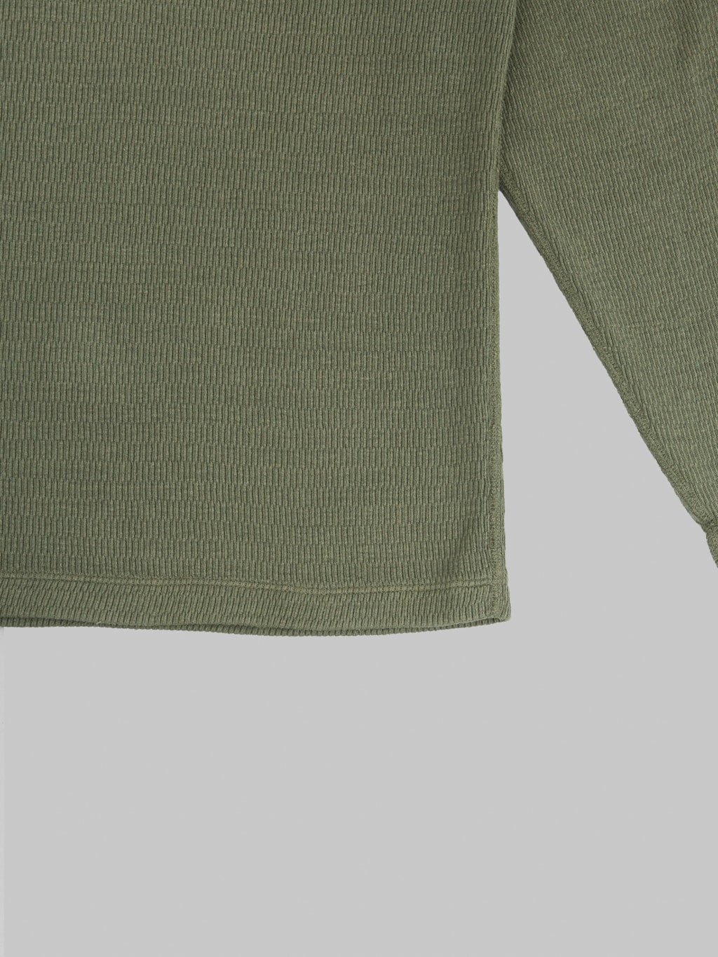 Loop & Weft Supima Long Honeycomb Knit Crewneck Thermal Army Olive - Redcast Heritage Co.