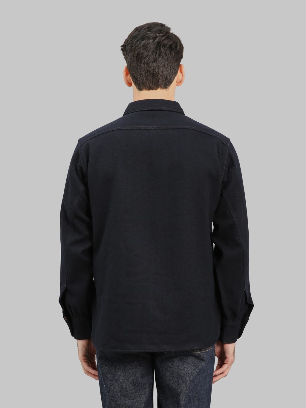 Pherrows 25W P30 1930s CPO Shirt Dark Navy back fit