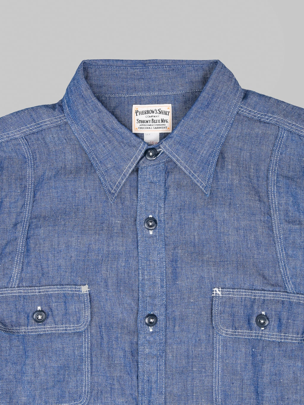 Pherrow's 770WS Chambray Work Shirt Sax Blue