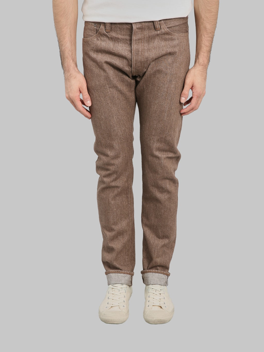 Pure Blue Japan BR019 Sulfur Brown Relaxed Tapered Jeans rise
