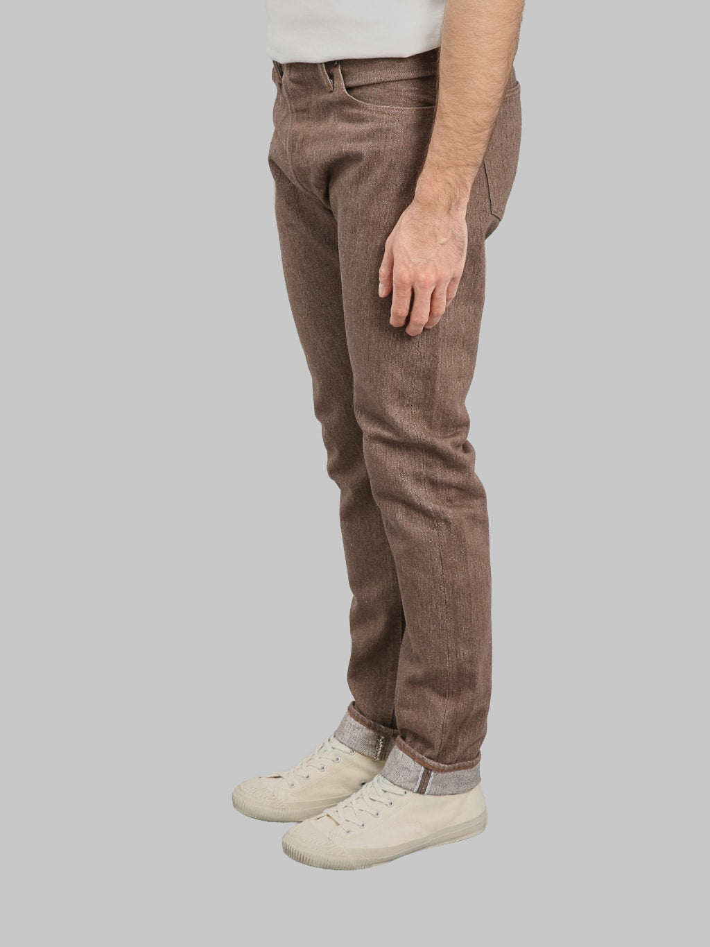 Pure Blue Japan BR019 Sulfur Brown Relaxed Tapered Jeans side fit