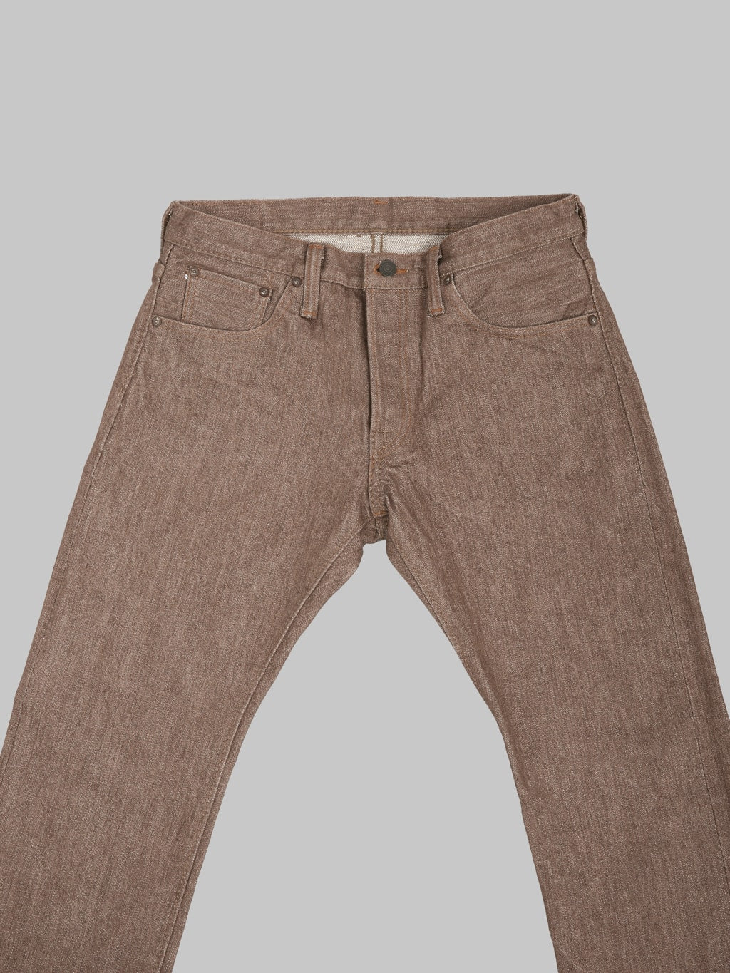 Pure Blue Japan BR019 Sulfur Brown Relaxed Tapered Jeans waist
