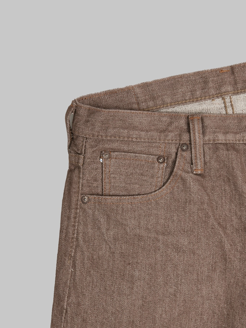 Pure Blue Japan BR019 Sulfur Brown Relaxed Tapered Jeans coin pocket