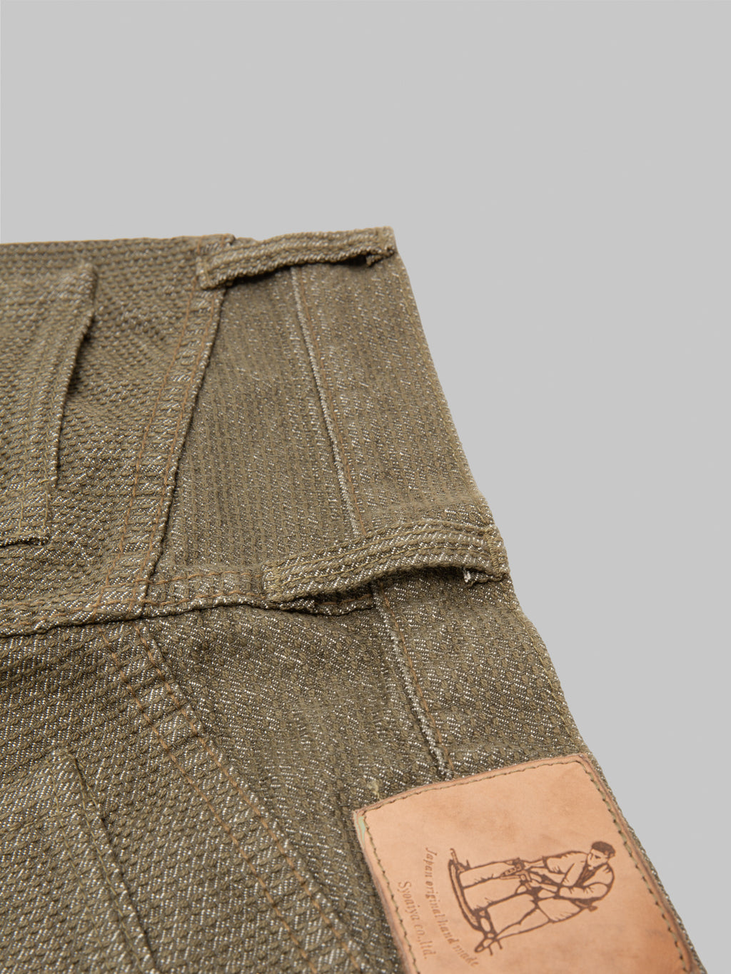 Pure Blue Japan 1170-1-OLV Olive Sashiko Regular Straight Jeans