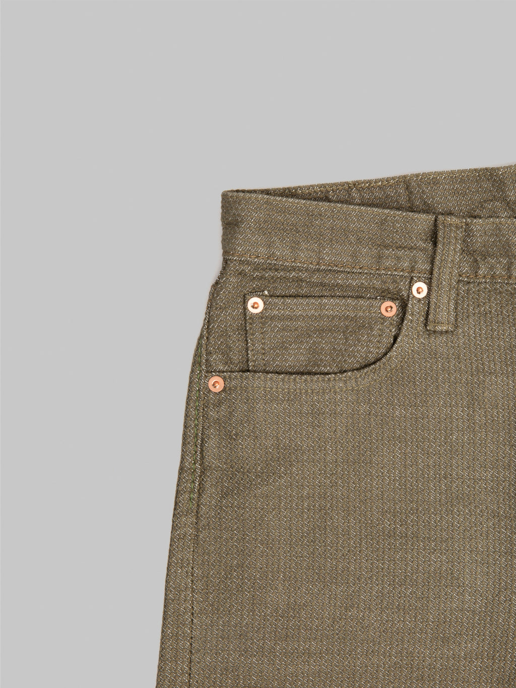 Pure Blue Japan 1170-1-OLV Olive Sashiko Regular Straight Jeans