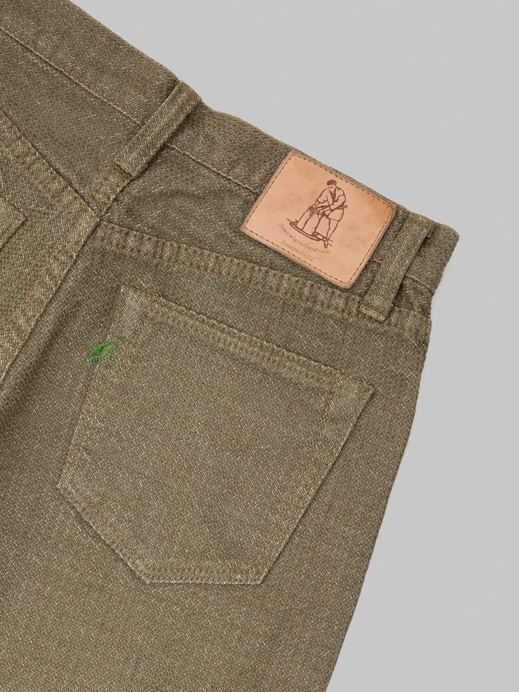 Pure Blue Japan 1170-1-OLV Olive Sashiko Regular Straight Jeans