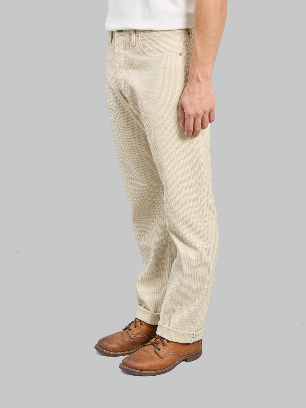 Pure Blue Japan 1178-IV Ivory x Beige Sashiko Regular Straight Jeans