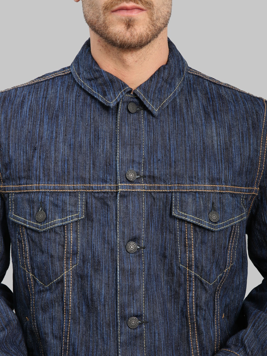 Pure Blue Japan 6226 Waterfall Type 3 Jacket Dark Indigo chest