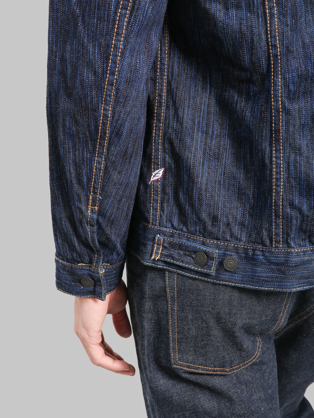 Pure Blue Japan 6226 Waterfall Type 3 Jacket Dark Indigo cuff details