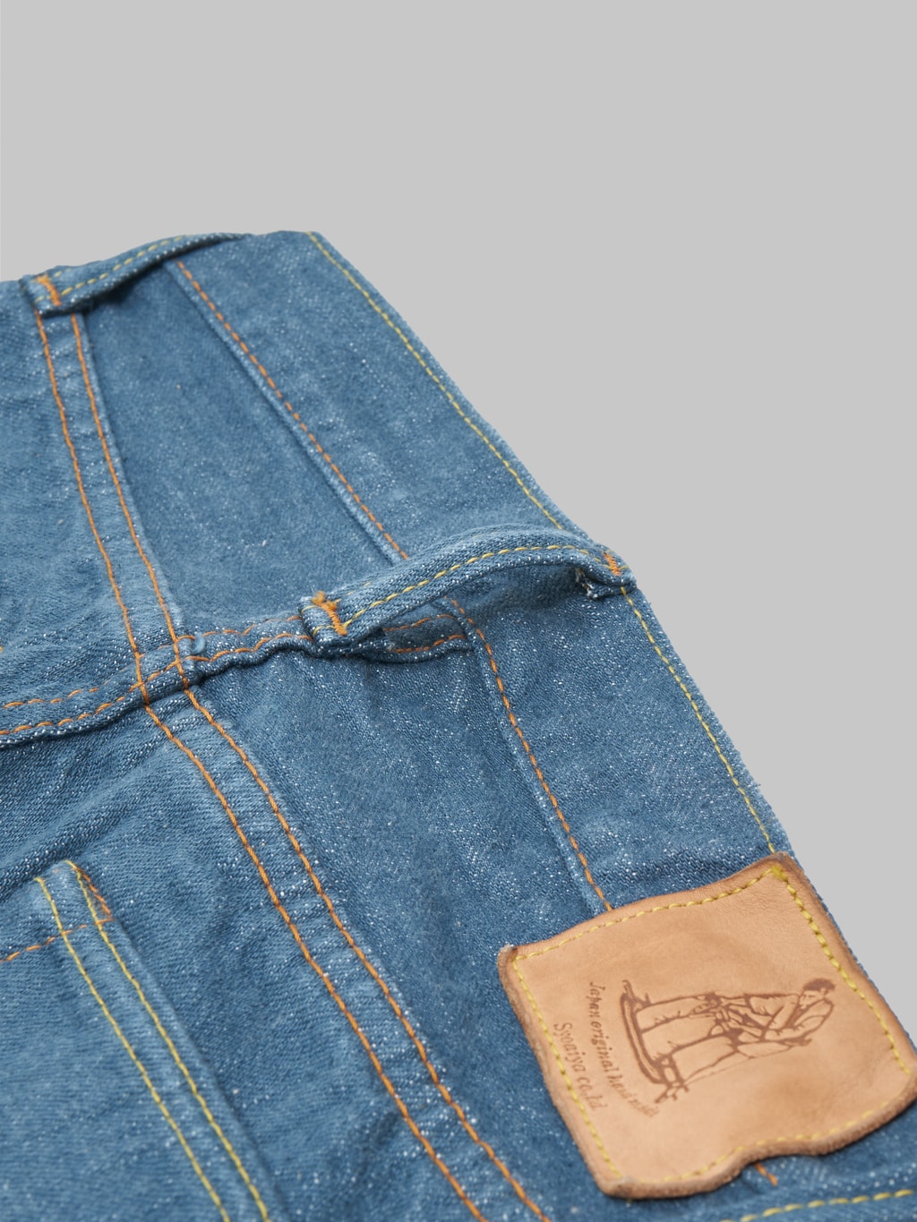 pure blue japan 14oz smoky blue regular straight selvedge jeans belt loop