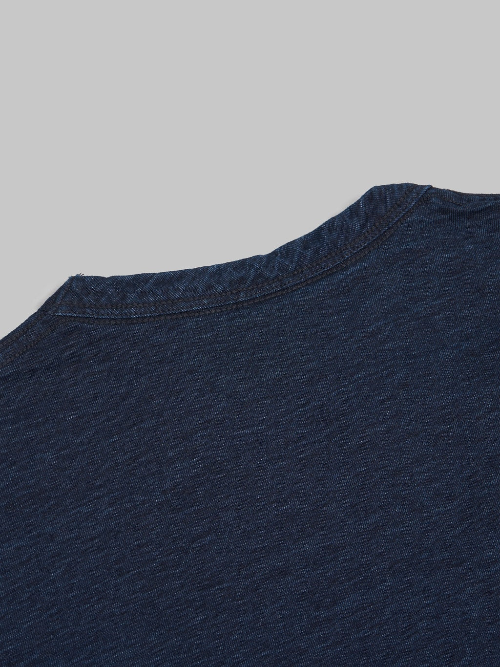 Pure blue japan indigo dyed crewneck tshirt cotton detail
