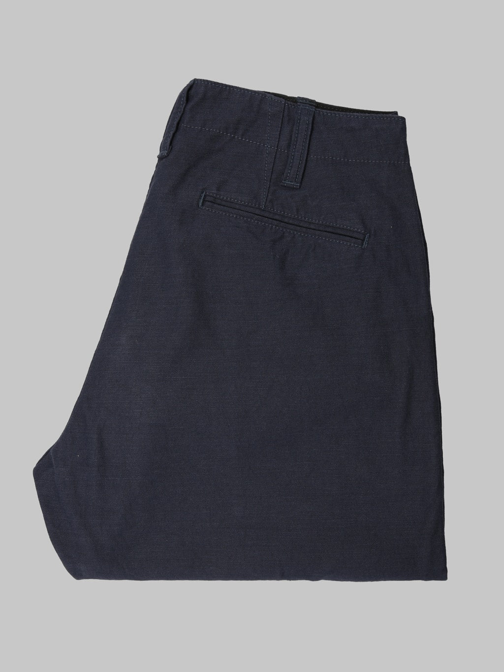 Pure Blue Japan 1185NV Satin Sulfur Dye Piped Straight Trousers Navy 