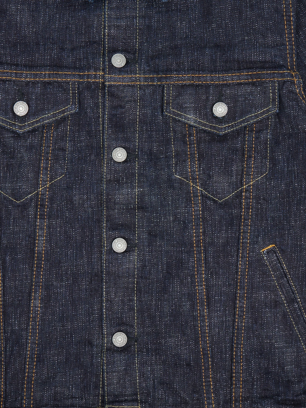 pure blue japan double slub type III selvedge denim jacket pockets closeup