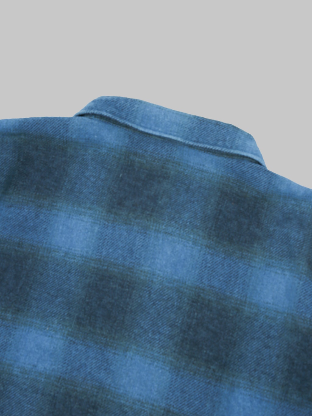 Pure Blue Japan 2235BE Indigo Overdyed Cotton  Shirt Beige back collar
