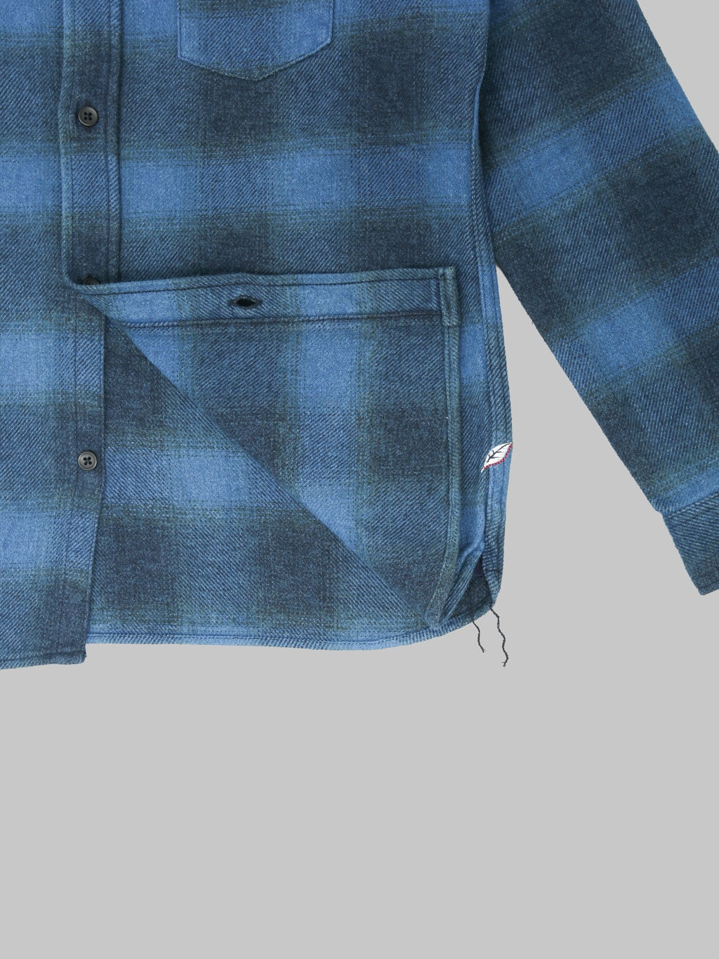 Pure Blue Japan 2235BE Indigo Overdyed Cotton  Shirt Beige interior fabric