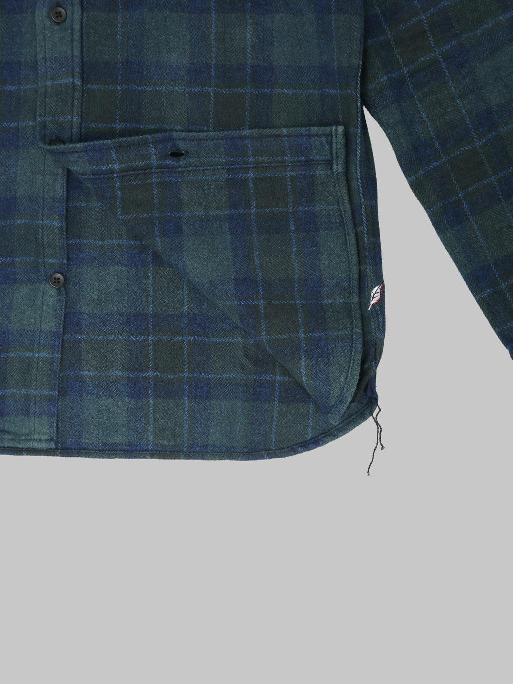 Pure Blue Japan 2235 Indigo Overdyed Cotton Tweed Check Shirt Brown interior