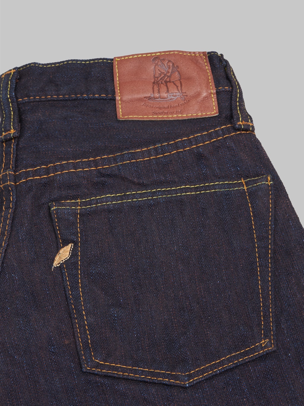 pbj indigo x persimmon extra slub 15oz slim tapered jeans stitching