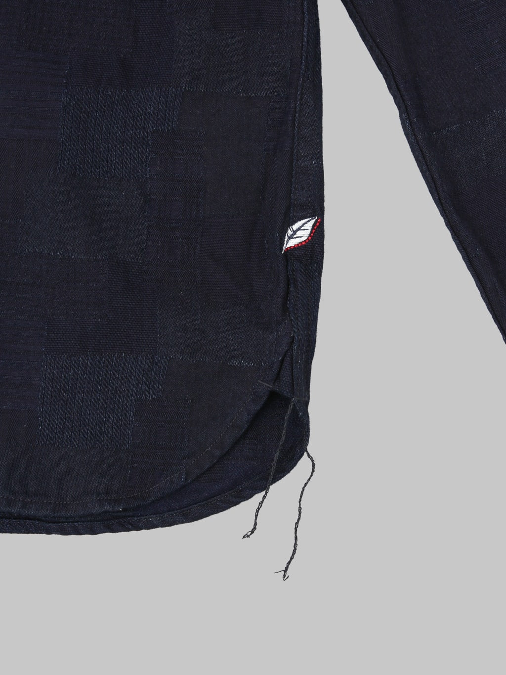 Pure Blue Japan 2239ID Jacquard Boro Patchwork Double Indigo Shirt brand logo