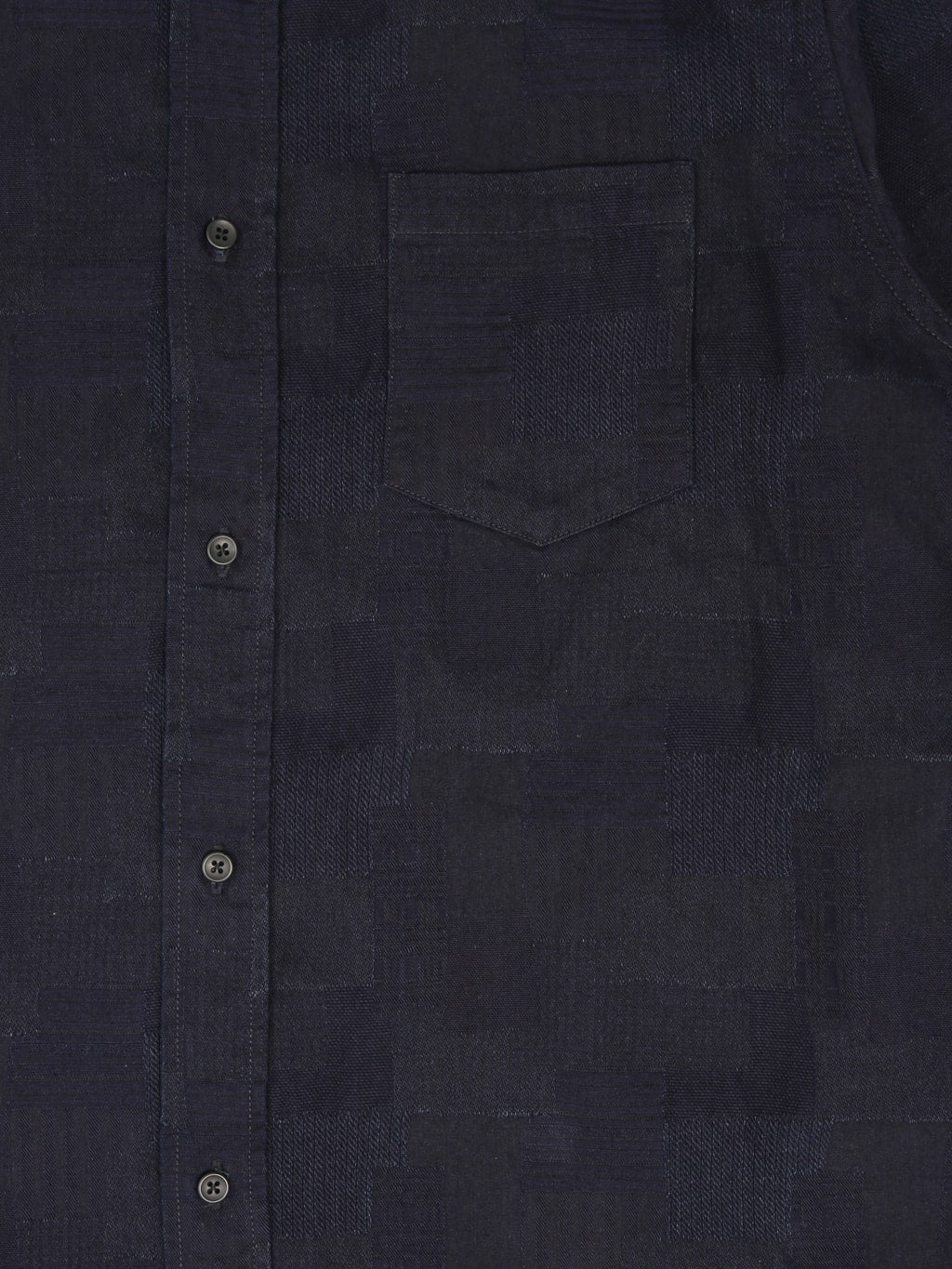 Pure Blue Japan 2239ID Jacquard Boro Patchwork Double Indigo Shirt buttons