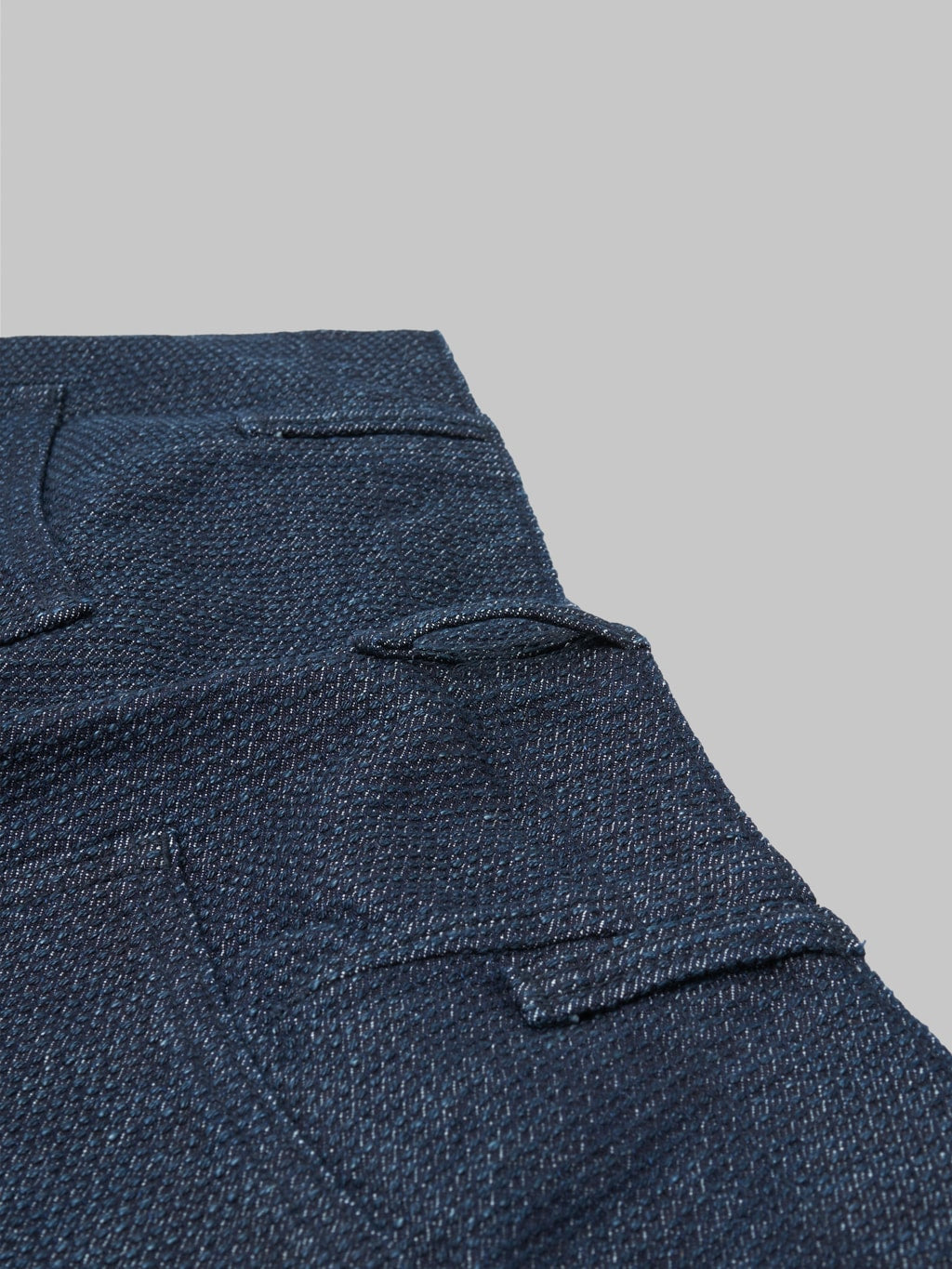 pure blue japan sashiko short pants double indigo belt loop