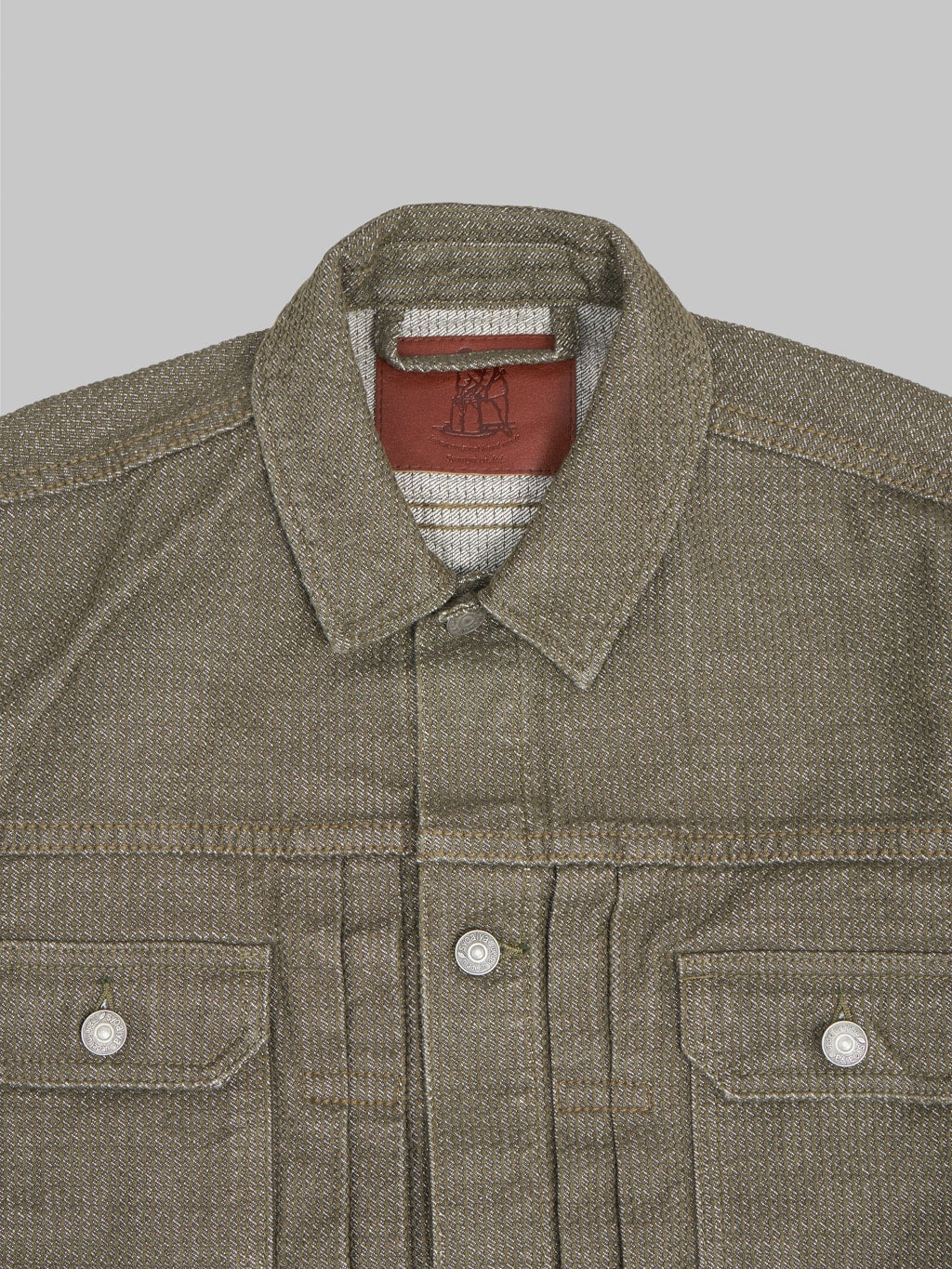 pure blue japan sashiko type 2 jacket olive front details