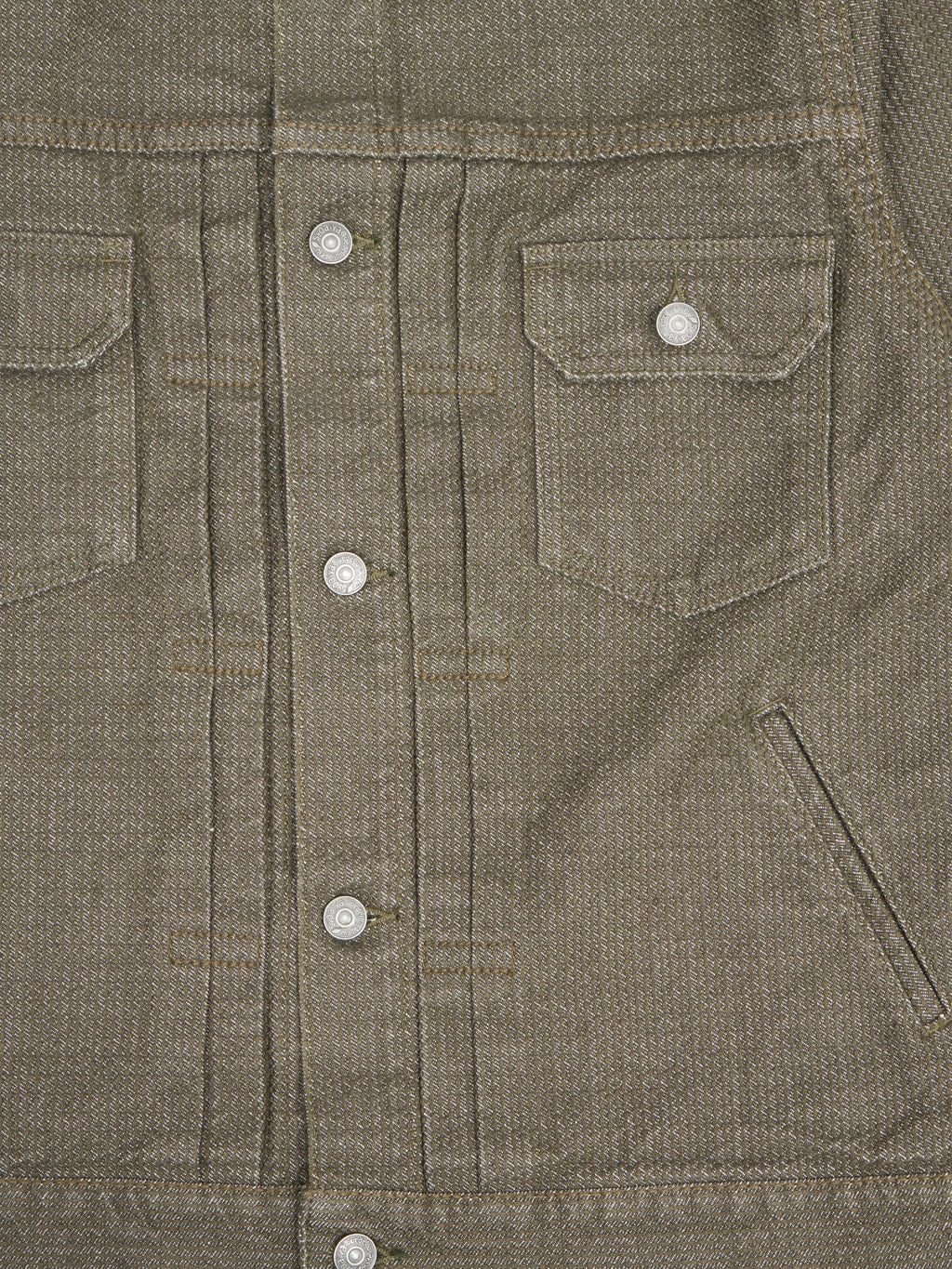 pure blue japan sashiko type 2 jacket olive fabric closeup