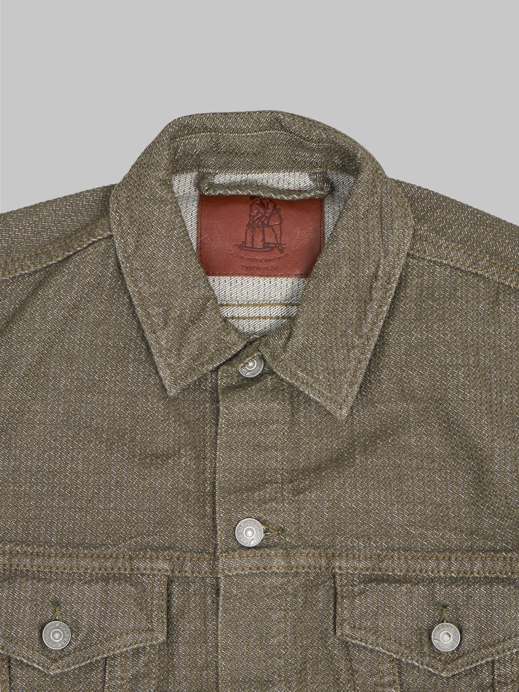 pure blue japan sashiko type 3 jacket olive collar