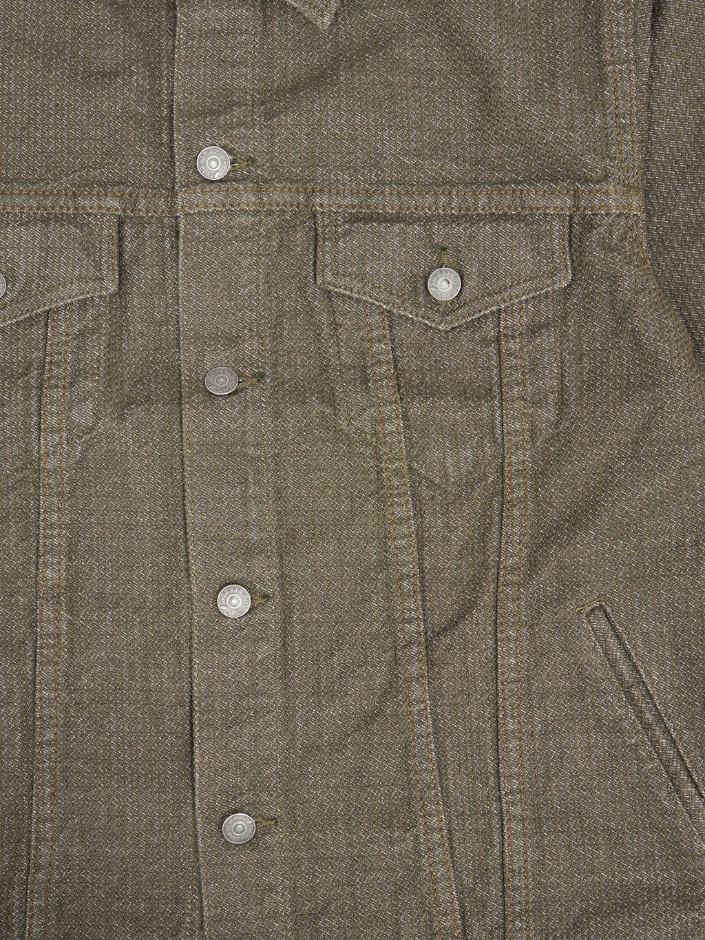 pure blue japan sashiko type 3 jacket olive pocket closeup