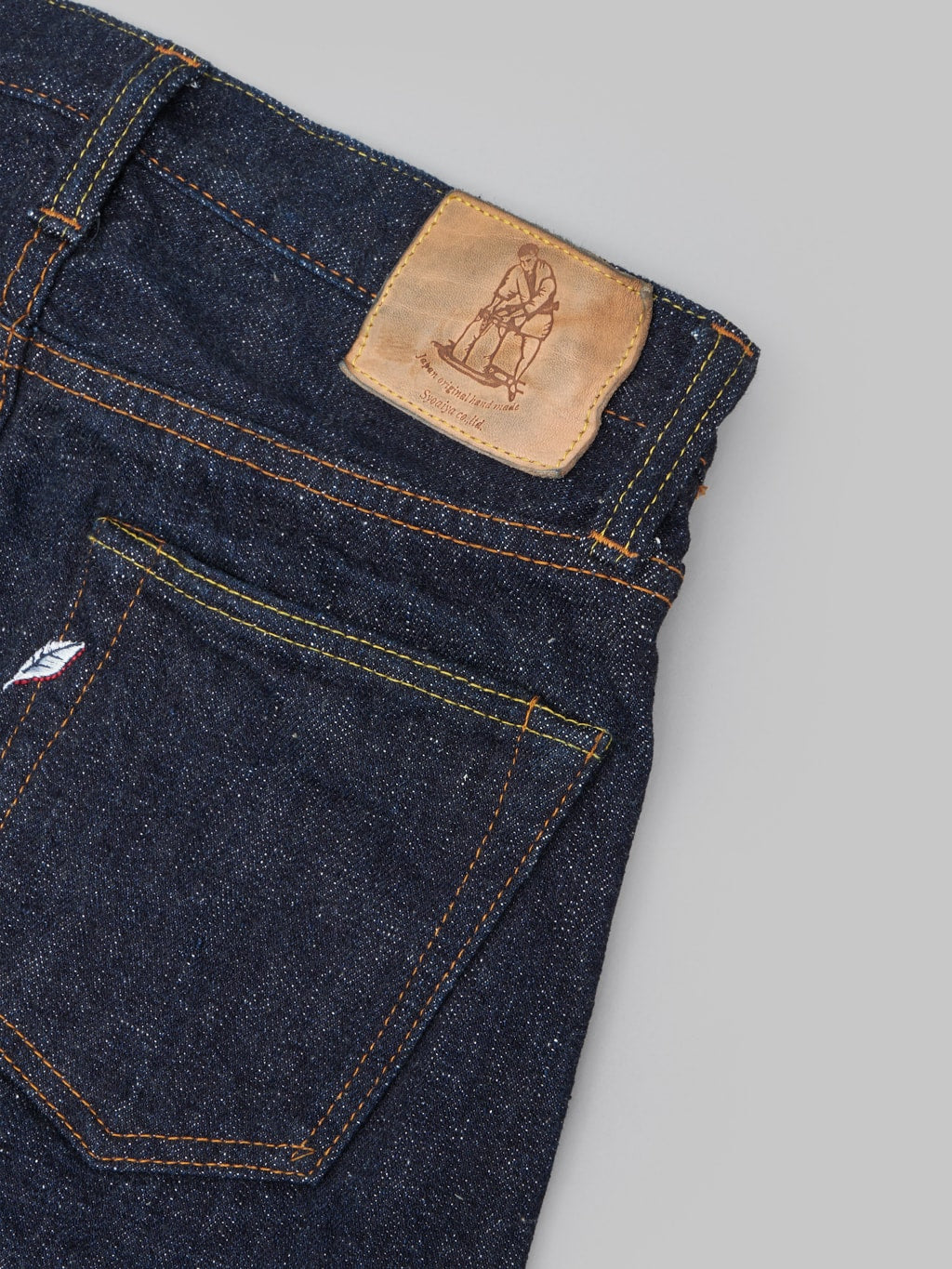 pure blue japan slb 013 slub denim slim tapered jeans patch