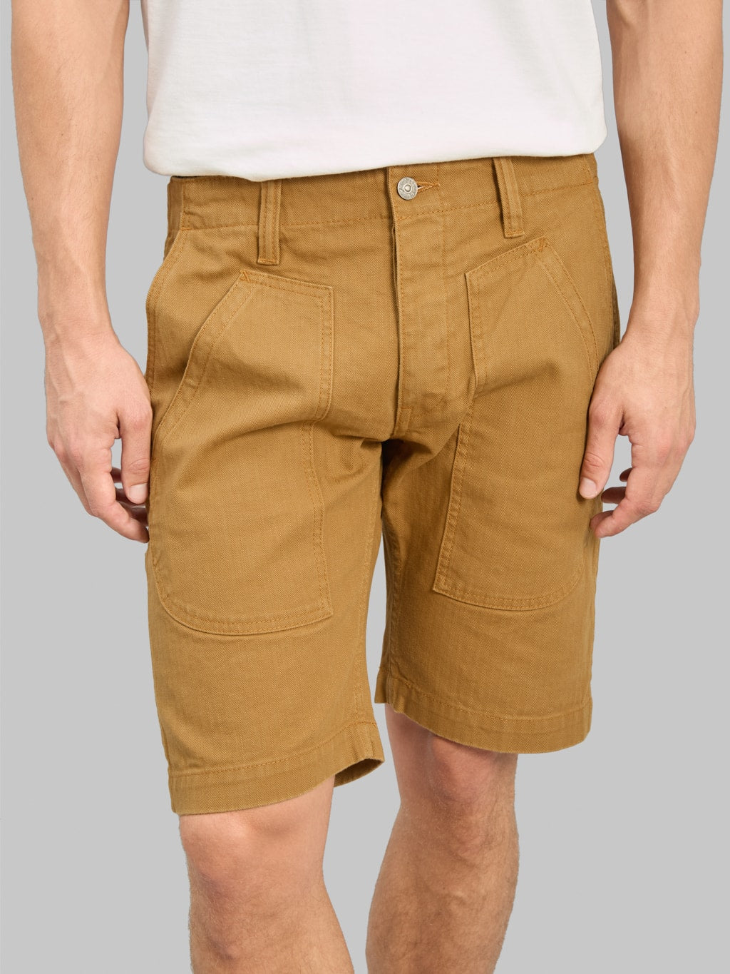 Pure Blue Japan SP-1179-CA Sulfur Dyed Herringbone Work Shorts Camel