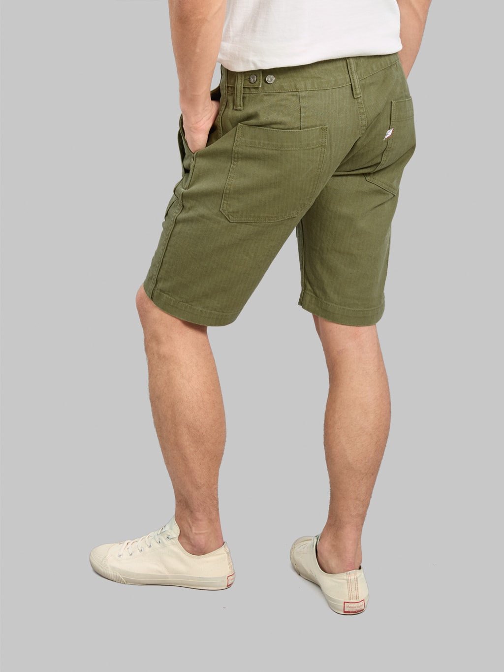 Pure Blue Japan SP-1179-OLV Sulfur Dyed Herringbone Work Shorts Olive