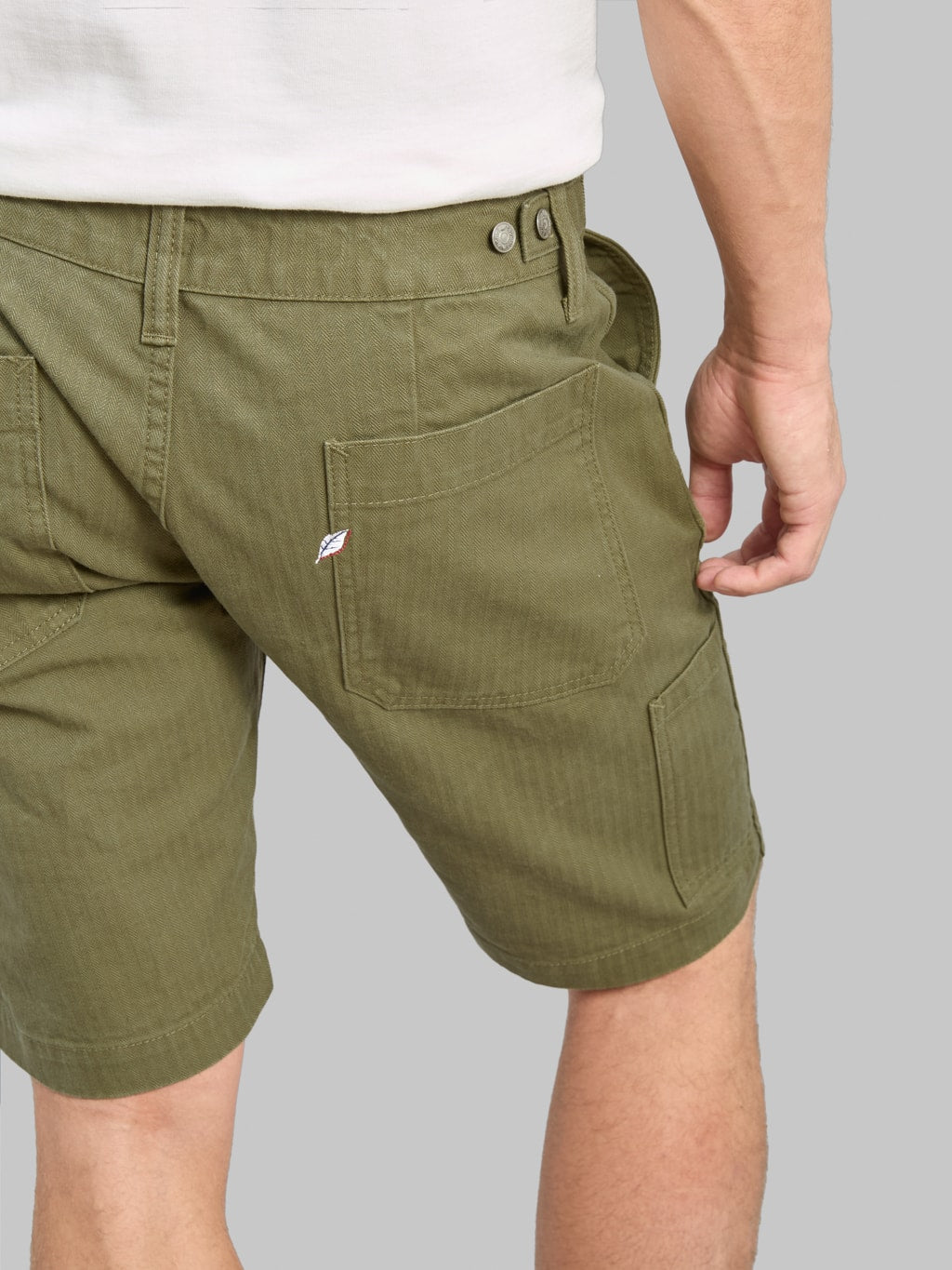 Pure Blue Japan SP-1179-OLV Sulfur Dyed Herringbone Work Shorts Olive
