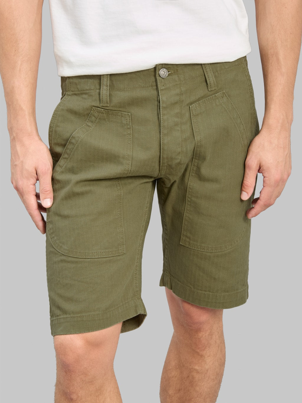 Pure Blue Japan SP-1179-OLV Sulfur Dyed Herringbone Work Shorts Olive