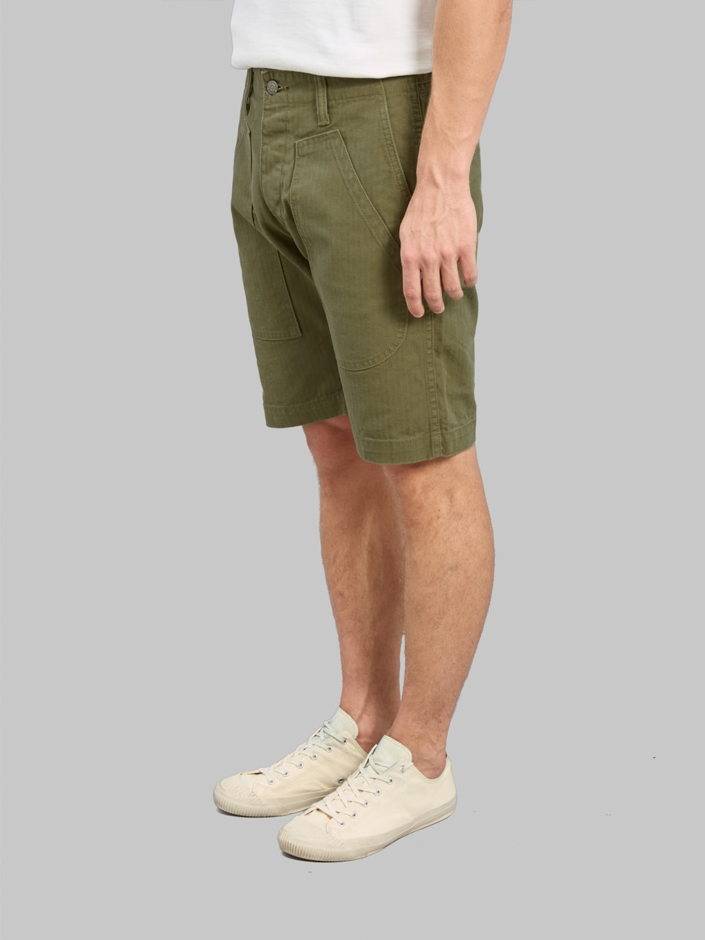 Pure Blue Japan SP-1179-OLV Sulfur Dyed Herringbone Work Shorts Olive