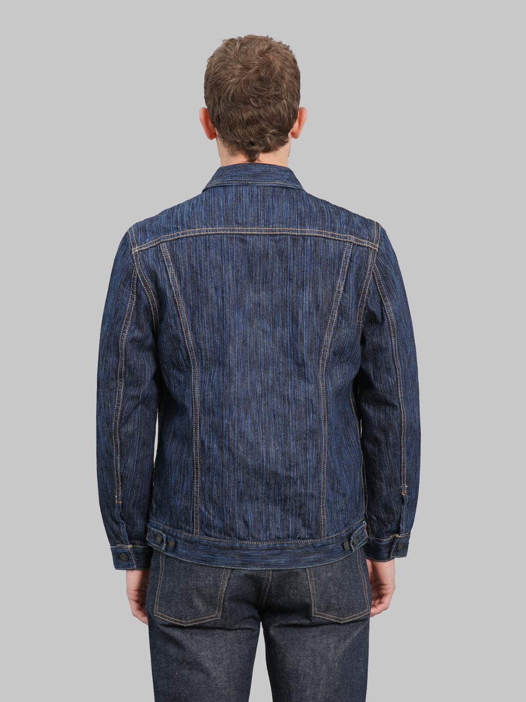 Pure Blue Japan 6225D Waterfall Type 2 Jacket Dark Indigo back fit