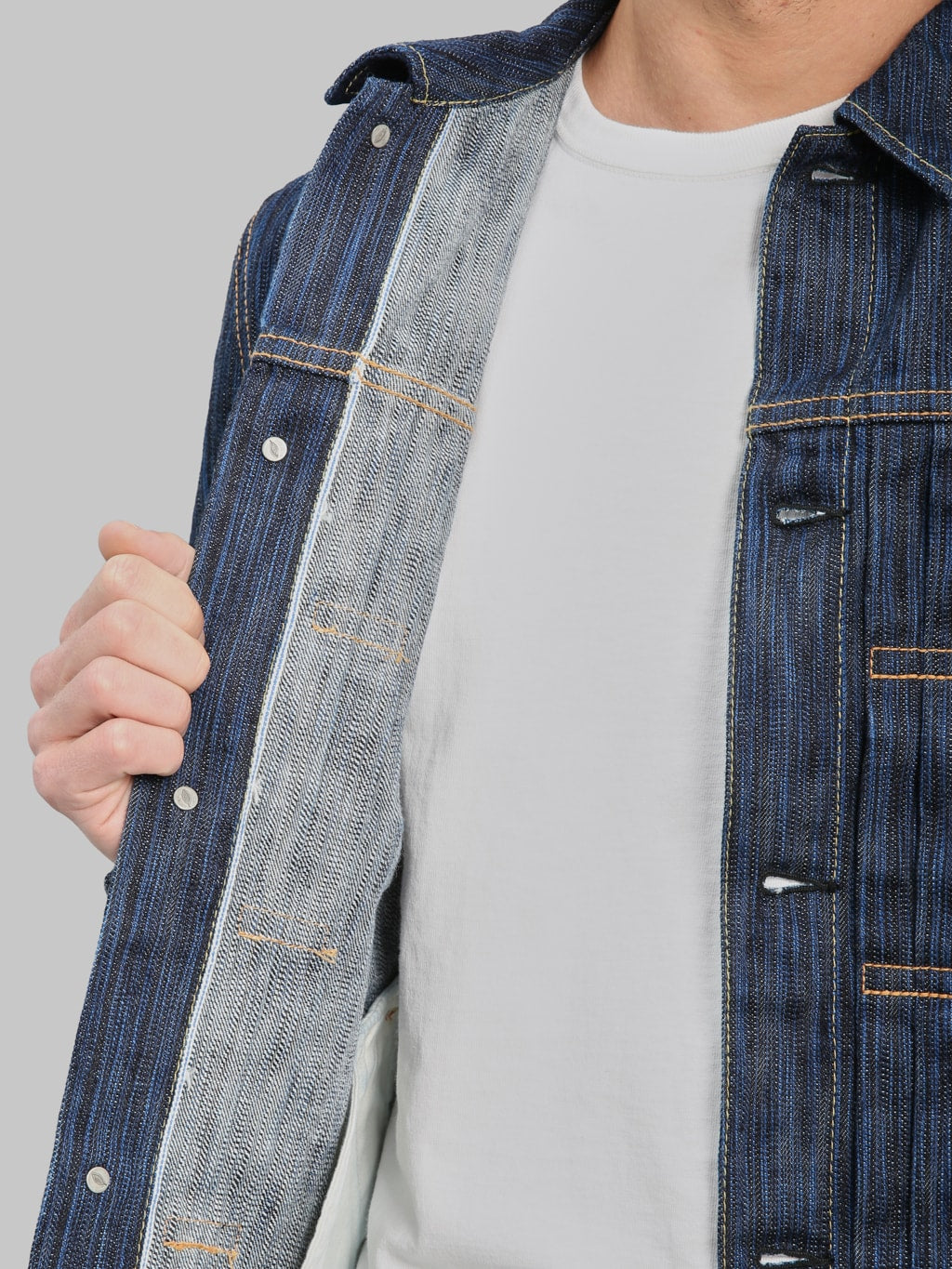 Pure Blue Japan 6225D Waterfall Type 2 Jacket Dark Indigo interior