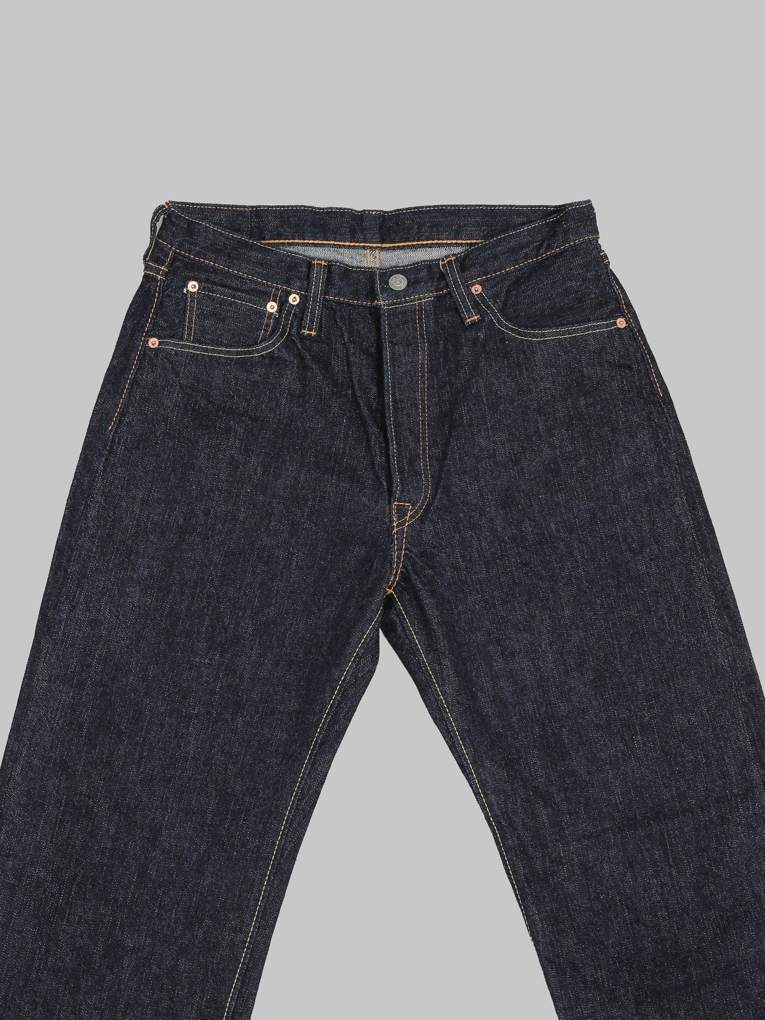 Pure Blue Japan XX002 14oz Pipe Straight Jeans front details