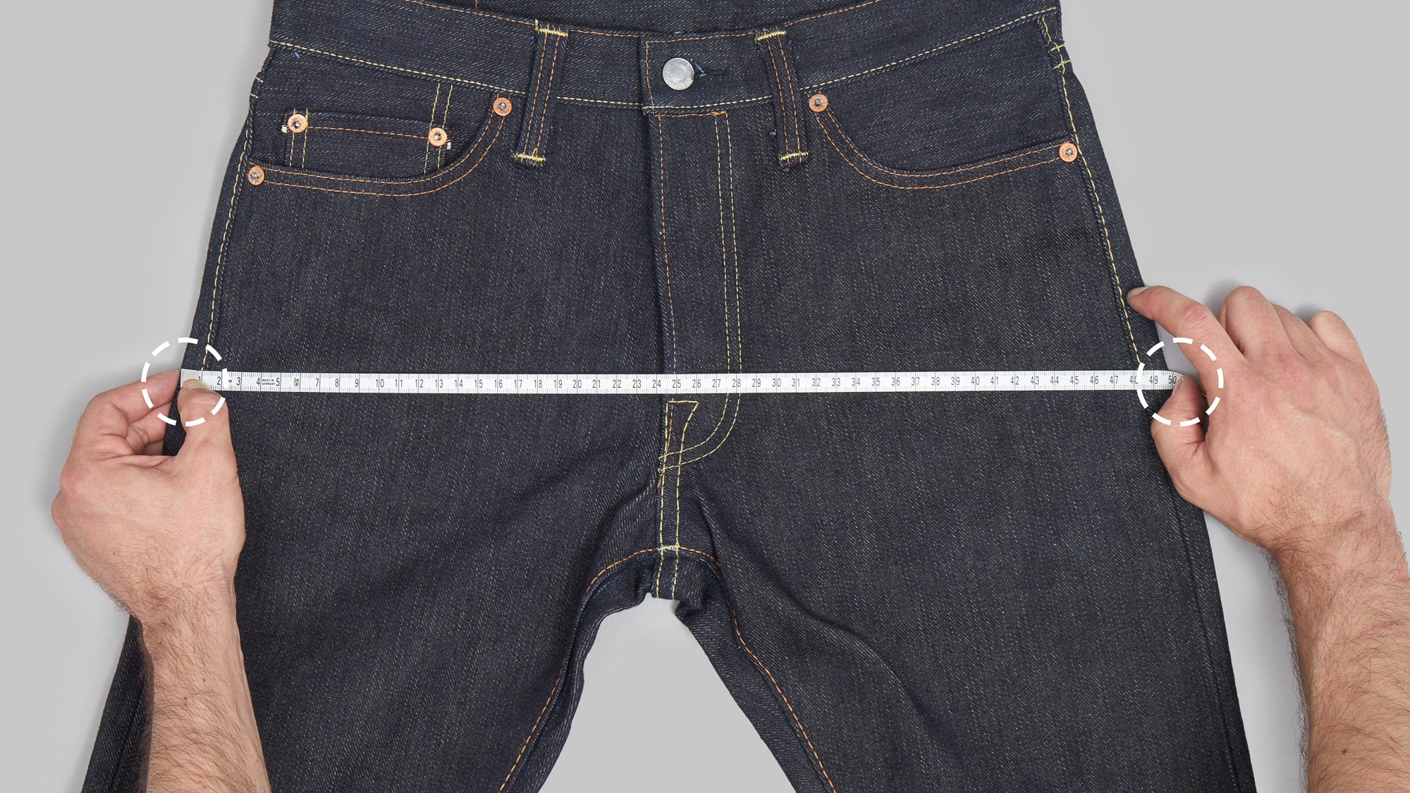 Redcast Heritage how we measure jeans hip