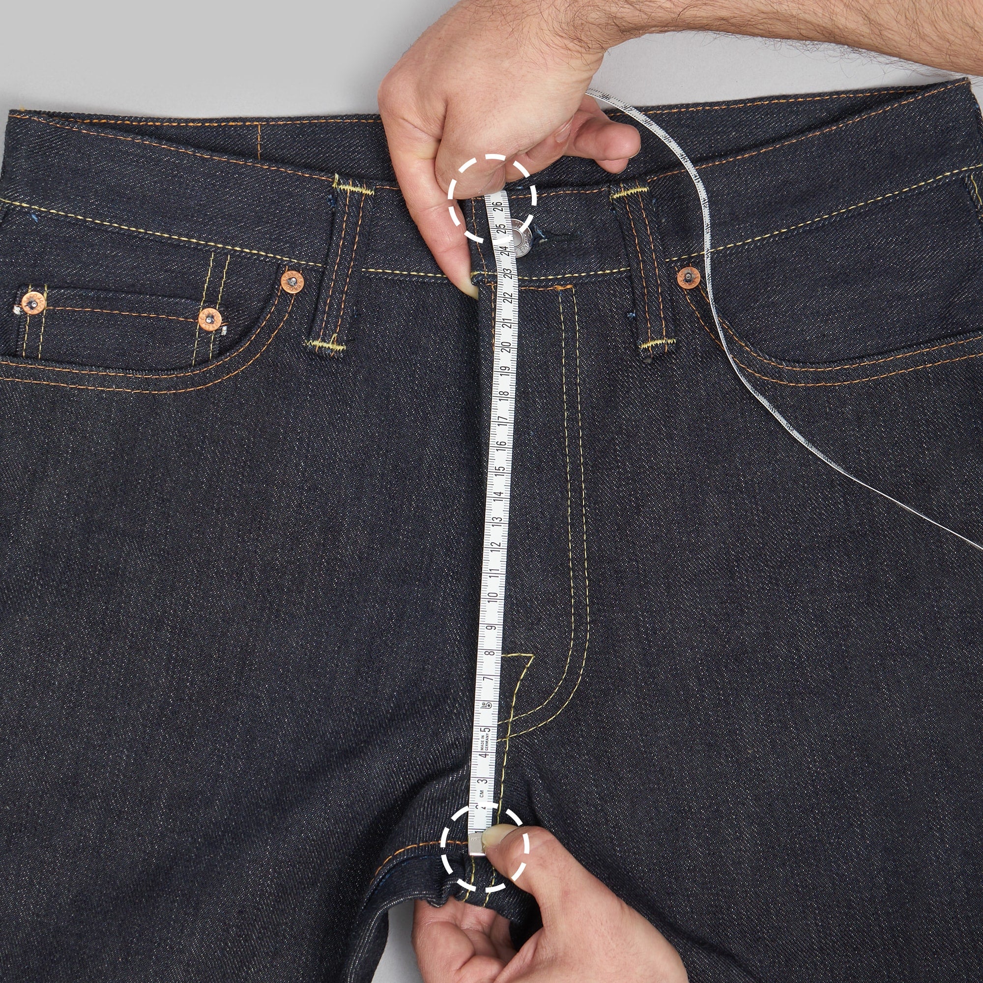Redcast Heritage how we measure jeans front rise