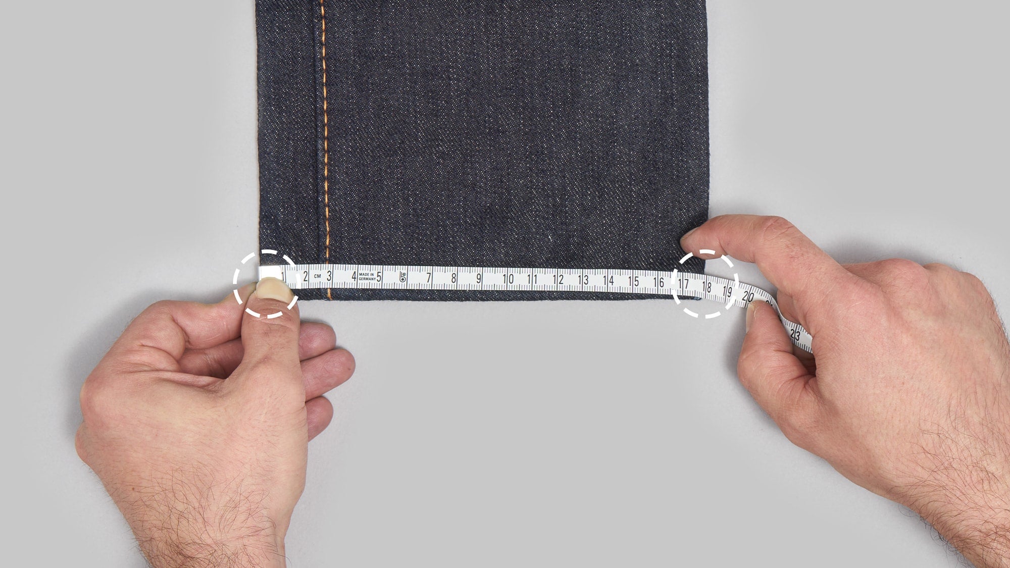 Redcast Heritage how we measure jeans hem
