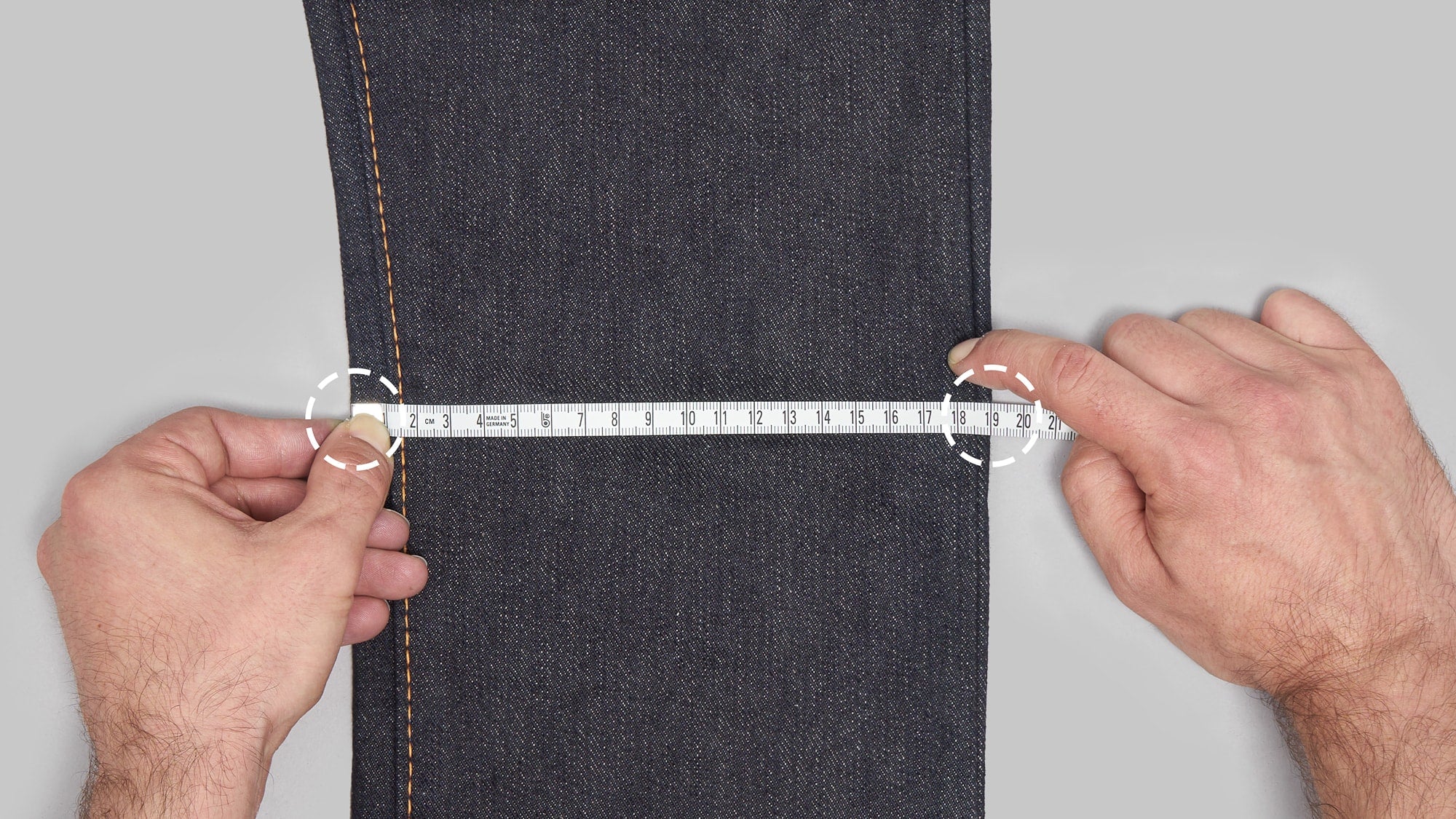 Redcast Heritage how we measure jeans knee