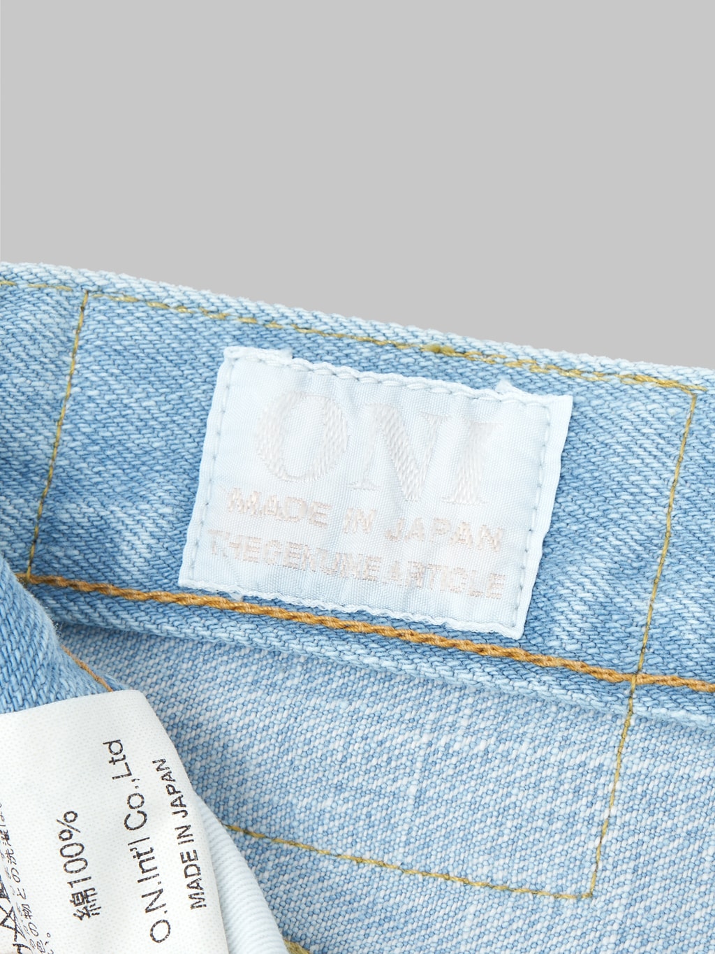redcast heritage x oni denim kerama blue 15oz selvedge jeans interior tag