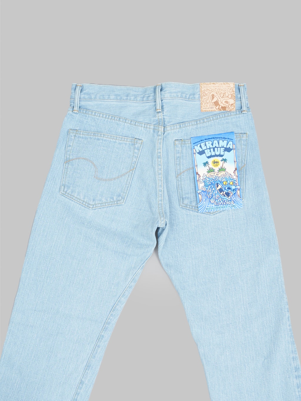 redcast heritage x oni denim kerama blue 15oz selvedge jeans back pcokets