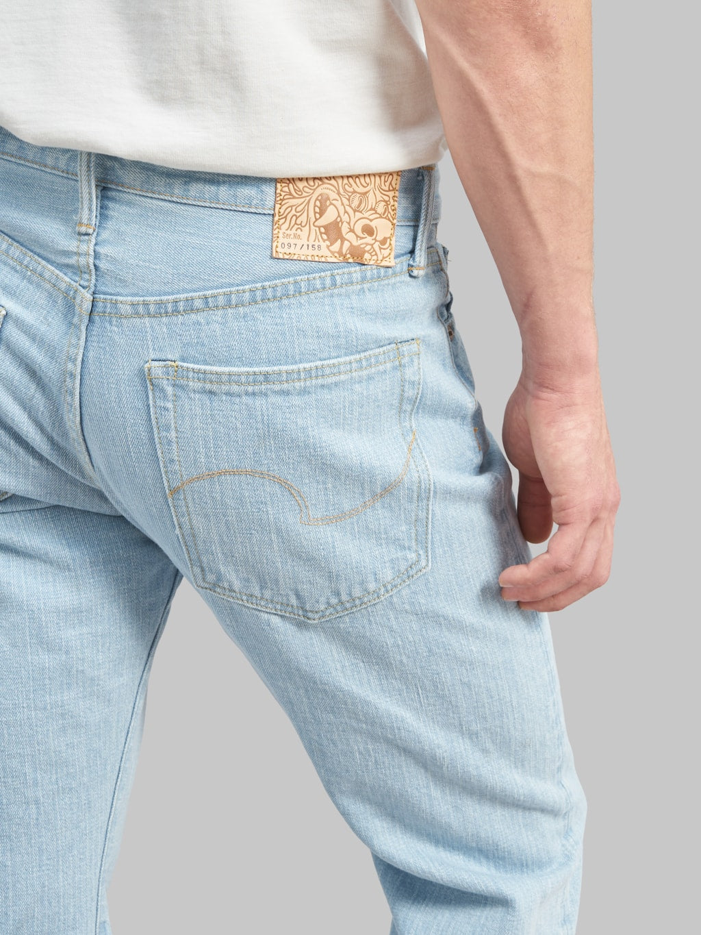 redcast heritage x oni denim kerama blue 15oz selvedge jeans back details