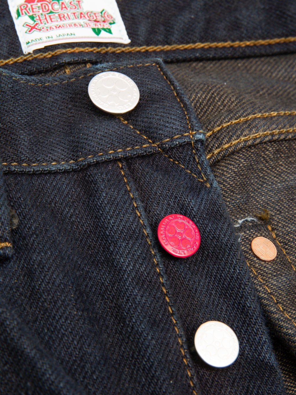 Redcast Heritage  Samurai Jeans SR710XX21ozYM 21oz Yamamomo  Slim Straight Jeans sakura button