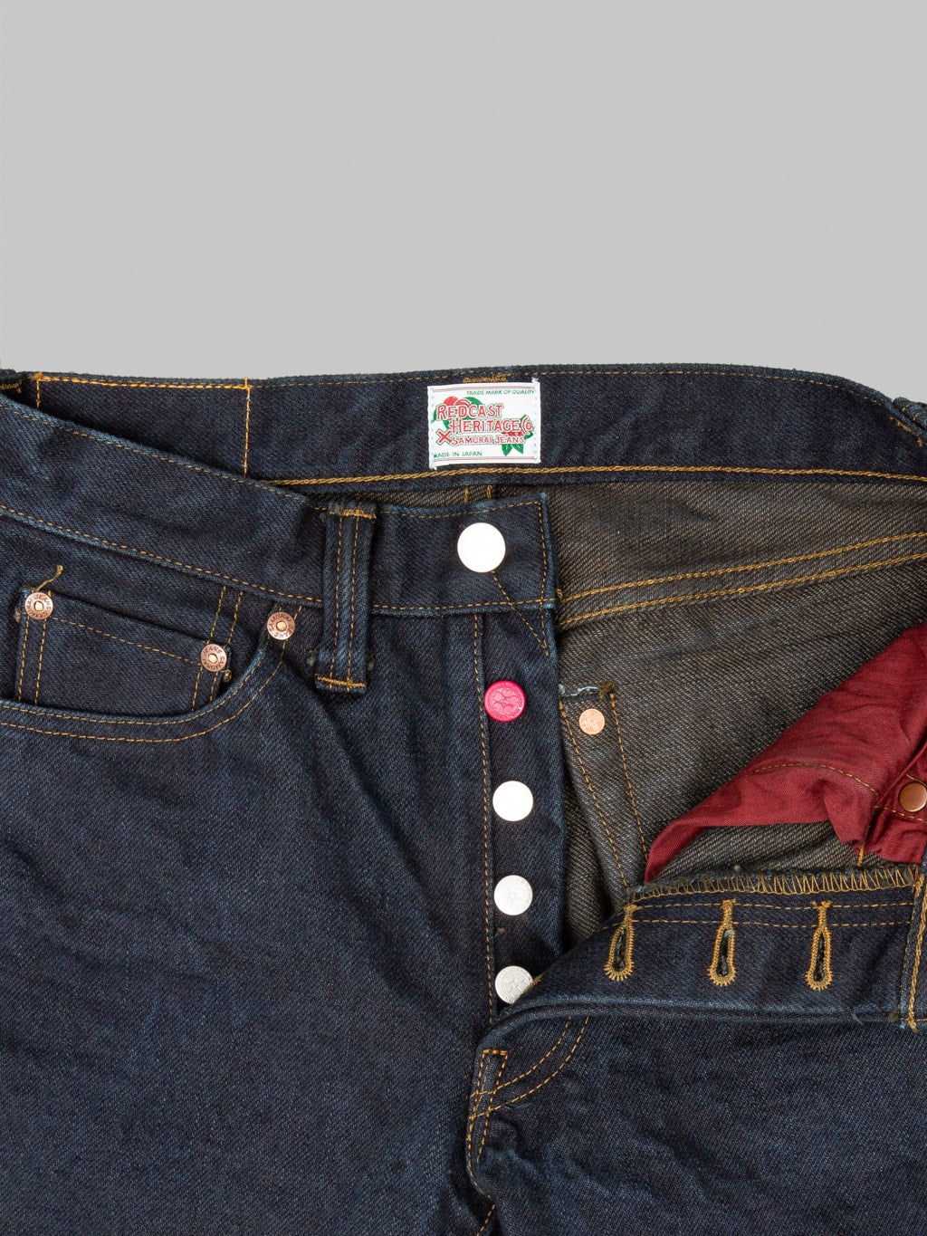 Redcast Heritage  Samurai Jeans SR710XX21ozYM 21oz Yamamomo  Slim Straight Jeans buttons