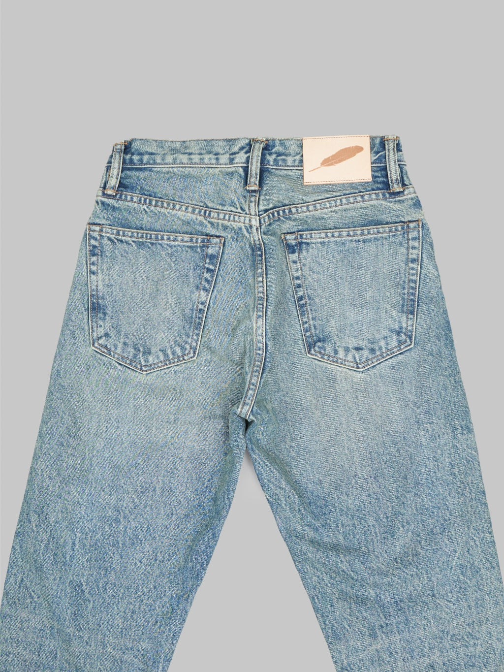 rogue territory strider light indigo wash selvedge jeans back pockets