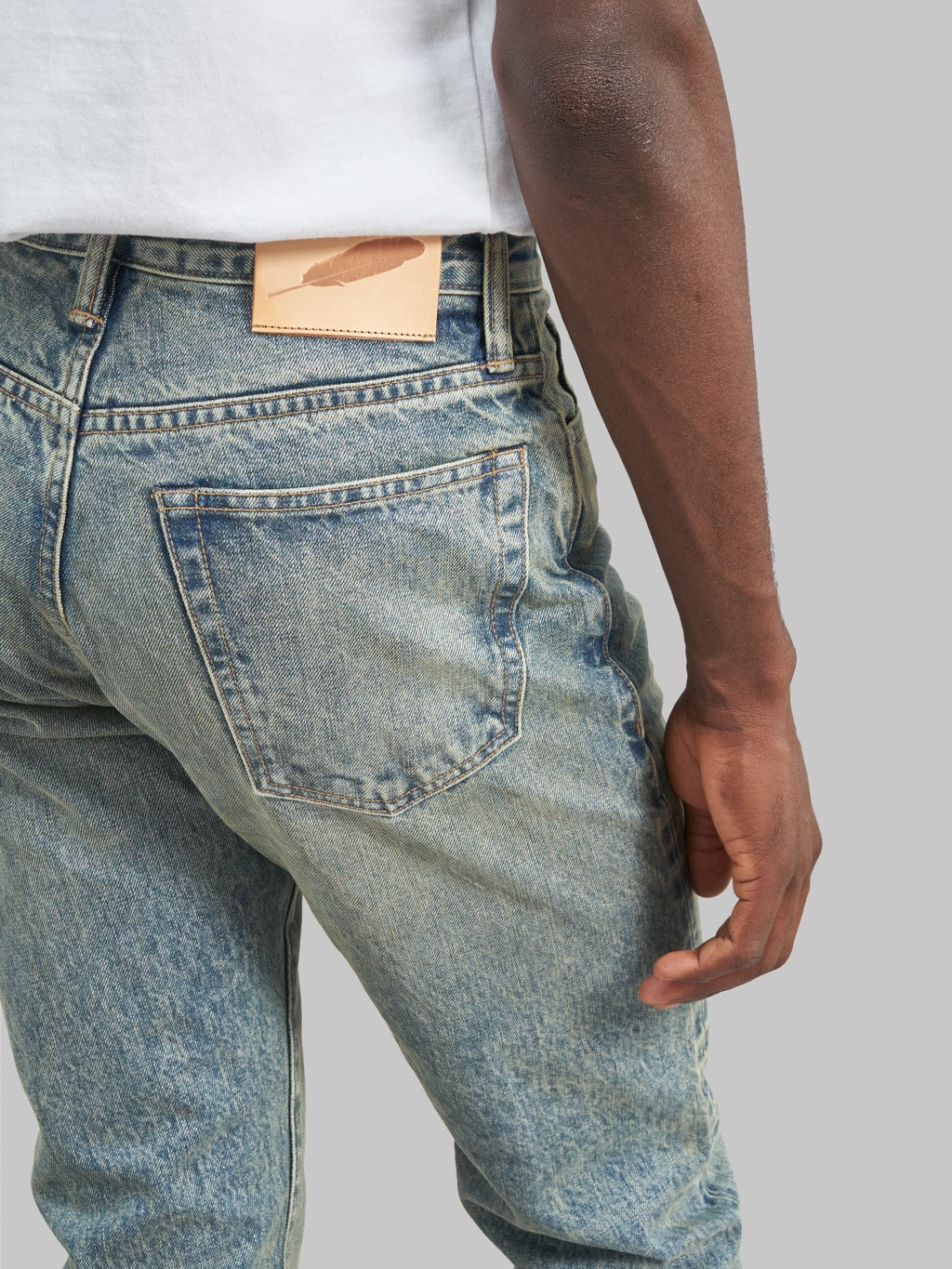 rogue territory strider light indigo wash selvedge jeans back pocket